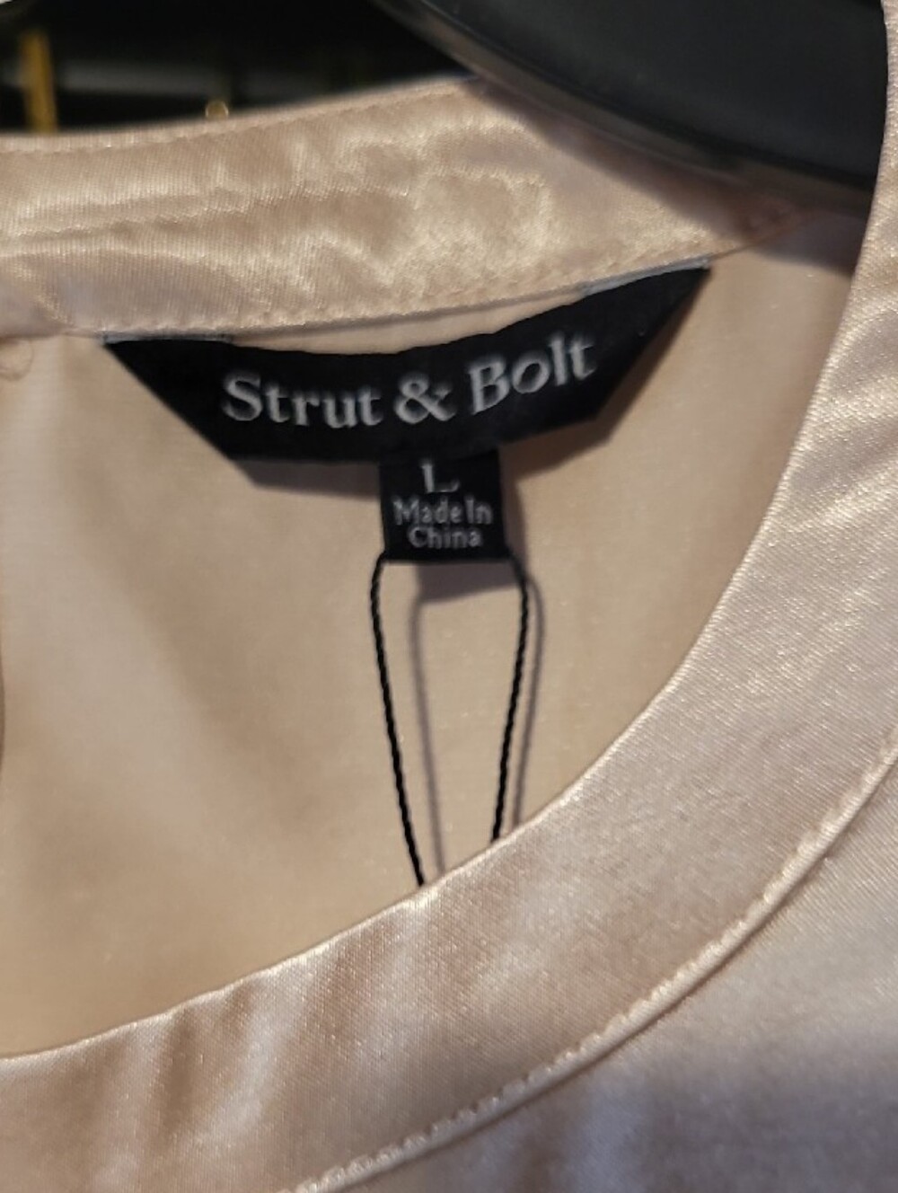 Strut And Bolt Satin Sleeveless Shell Top in Light Champagne - Picture 3 of 5